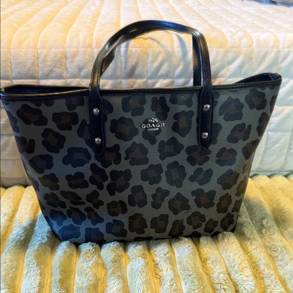 Coach Leopard Print Tote in Brown and Black - Picture 12 of 13